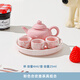 光隨我意迷你茶壺兒童小茶具可喝水套裝寶寶過(guò)家家泡茶功夫茶玩具粉色陶瓷 粉色合歡壺茶具組合