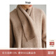旅途原品ltyp 女士冬季毛衣+圍巾兩件套羊毛圈圈紗輕奢套頭內搭保暖衫 奶茶駝-82%綿羊毛 M