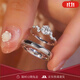 FEILACK星河璀璨情侶鉑金對戒莫桑石鉆戒情侶戒指一對婚送女朋友生日禮物 星河璀璨輕奢款