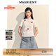 MAXRIENY甜美休閑感短袖圓領(lǐng)T恤25夏季修身顯瘦刺繡上衣女T恤 漂白 M