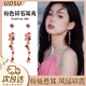 UOSU蚊香盤耳夾無耳洞女粉色碎石耳夾小眾高級百搭海邊度假風(fēng)耳墜耳飾 粉色碎石耳夾