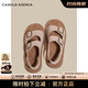 CAMILA KSENIA涼鞋女士2025新款夏季休閑氣質(zhì)勃肯涼鞋真皮厚底羅馬高檔沙灘鞋子 米白色 37