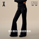 AN ODE TO安歐兔小暖絨微喇褲保暖耐磨抗靜電提臀收腹高彈力運動(dòng)休閑褲長(cháng)褲 黑色-小暖絨微喇褲 XL （建議：120-130斤）