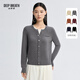 深呼吸DEEP BREATH女裝假兩件拼色刺繡針織衫女A301684 灰 L (4)