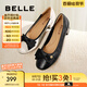 百麗（Belle）媽媽鞋高跟單鞋女商場(chǎng)同真皮淺口單鞋B5T1DCQ4 黑色 38 (240mm)