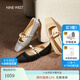 NINE WEST玖熙瑪麗珍鞋女2025春季新款珍珠優(yōu)雅平底單鞋小香風(fēng)女鞋七夕禮物 淺灰【織物鞋面】NF550009EK 35