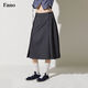 fano studios范洛Fano 高智感紐扣活頁(yè)解構設計高克重西裝料質(zhì)感百褶中半裙女 深灰色 現貨 L