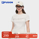 FILA FUSION斐樂潮牌女裝針織短袖衫2025夏季新款時尚修身短袖T恤 云白色-WT XL 175/92A/XL