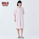 無(wú)印良品（MUJI） 女式 涼感雙層紗織 短袖睡裙 家居服 25年夏季 涼感物語(yǔ)FD20CC5S 煙熏粉色豎條紋 L -XL 170/92A