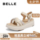 百麗休閑涼鞋女24夏商場同款真皮柔軟涼鞋A9W1DBL4 米白 37