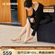 萊爾斯丹氣場女王2025春夏新款時尚百搭一字帶羊皮涼鞋女6M59905 奶茶杏 BEK 37 （235mm）