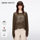 MISS SIXTY2025夏季新款長(zhǎng)袖T恤女圓領(lǐng)寬松中長(zhǎng)款復(fù)古印花上衣 烏木棕 M