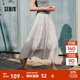 森馬（Semir）半身裙女松緊腰蛋糕裙百搭2025新款夏季肌理雪紡長(cháng)裙垂感優(yōu)雅 白黑色調00319 L