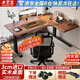 木藝生轉(zhuǎn)角雙電機(jī)電動(dòng)升降電腦桌家用辦公雙人L型桌子工作臺(tái)拐角書(shū)桌 雙電3節(jié)插排右拐角3cm實(shí)木胡桃色 1.6*1.1M(升級(jí)加強(qiáng)版收納橫梁)