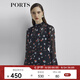 PORTS寶姿新品女裝宮廷復(fù)古荷葉袖雪紡襯衫LL8B090KPP052 黑色印花 S (4)