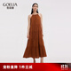 歌莉婭天絲吊帶掛脖連衣裙2025新款大碼寬松醋酸長(cháng)裙1E7C4K230 81Y啡紅 XS