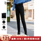 百圖betu女裝秋季新款休閑褲高彈力修身顯瘦鉛筆瑜伽褲女2309T66 黑色 M
