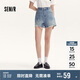 森馬（Semir）牛仔褲女寬松美式熱褲酷颯風(fēng)夏街頭毛邊短褲復(fù)古辣妹103324122010