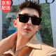 鹿珊伍墨鏡男 大臉?lè )叫翁?yáng)眼鏡遮光開(kāi)車(chē)高級感痞帥潮流旅游拍照新款 墨鏡大方形R5【黑色】