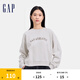 Gap女裝碳素軟磨抓絨貼布撞色刺繡logo衛(wèi)衣休閑上衣640898 淺灰白 M (165/84A) 亞洲尺碼