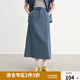 獨束大碼女裝夏季松弛感豎條紋短袖套裝女時尚減齡上衣半裙兩件套 藏青條紋（半裙） 2XL （尺碼：4）