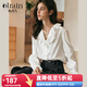 Olrain歐芮兒法式蕾絲襯衫女裝春季2025新款氣質(zhì)通勤木耳邊領(lǐng)襯衣 米白色 S