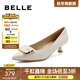 百麗（Belle）高跟鞋女細跟商場(chǎng)同款通勤方扣貓跟單鞋A8X1DAQ4 米白 36 (230mm)