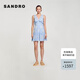 SANDRO【博主同款】2024夏季款女裝刺繡鏤空藍(lán)色吊帶連衣裙SFPRO03768 40/天藍(lán)色 38