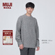 無(wú)印良品（MUJI）男式 美利奴羊毛纜繩花紋圓領(lǐng)毛衣 冬季長(zhǎng)袖針織衫 AA0PJA3A 灰色 XL（180/104A）