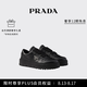 PRADA/普拉達【七夕禮物】男士金屬徽標飾牛皮革運動鞋鞋子 黑色 39.5 （5.5）