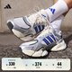 adidas輕松鞋 MEGASTRIDE超輕緩震回彈厚底增高老爹鞋阿迪達斯   金屬銀/亮白/半熒光藍   42