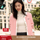 TOMMY HILFIGER25秋冬新款女裝純棉條紋修身針織背心/鑲邊圓領(lǐng)針織開(kāi)衫外套 【條紋圓領(lǐng)開(kāi)衫】紅白條紋04Z M （推薦：110-120斤）