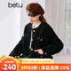betu百圖女裝冬季新款短外套圓領(lǐng)復古時(shí)尚外套長(cháng)袖短外套女2211T84 黑色 S
