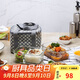 樂扣樂扣（LOCK&LOCK）耐熱玻璃保鮮盒微波爐飯盒上班學(xué)生便當(dāng)盒分隔餐盒配便當(dāng)包兩件套