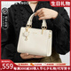 CLEVER KNOCK品牌CK包包女款小眾真皮手提包新款女士單肩斜跨包情人節(jié)七夕禮物 米白色【送女友送閨蜜送老婆】