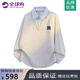 GUOCILRN美式潮牌假兩件條紋長(zhǎng)袖polo衫男女款春秋季百搭休閑翻領(lǐng)襯衫衛(wèi)衣 淺灰（NE01） XL （推薦體重145-165斤）