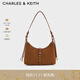 CHARLES&KEITH25秋新品復古雙肩帶鉚釘簡(jiǎn)約腋下包生日禮物CK2-20782708-1 Sienna Brown赭石棕 S