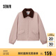 森馬（Semir）外套女oversize插肩袖仿羊羔毛毛領(lǐng)冬季2024夾棉夾克109724108016