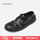 dreambox鈞博手工固特異街頭潮鞋馬皮板鞋男新款復(fù)古做舊休閑男鞋 黑色 42