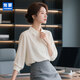 匆蒙白色襯衫女2025春夏長袖雪紡襯衫時尚百搭通勤內(nèi)搭女上衣職業(yè)裝女