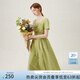 范思藍恩法式方領(lǐng)連衣裙女2024夏季新款氣質(zhì)收腰褶皺設計感12999 龍蒿綠 L