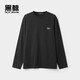 HLA海瀾之家旗下黑鯨小字母印花長(cháng)袖T恤男圓領(lǐng)舒適長(cháng)t男打底上衣