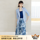顏域氣質(zhì)通勤早春套裝女2024新款兩件套半身裙西裝外套搭配一整套 淺藍(lán) S