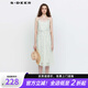 S.DEER【新】圣迪奧女裝清新印花網(wǎng)紗吊帶連衣裙S232Z12Y1 淺青/46 S 160