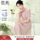 香影新中式粉色連衣裙女2025夏季新款國風(fēng)盤扣刺繡收腰顯瘦仙女裙 粉紅 L