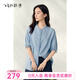 飛鳥(niǎo)和新酒小立領(lǐng)短袖襯衫女短款2025夏季新款淺色牛仔上衣 淺藍HCH02 L
