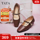 他她（TATA）復古紅色瑪麗珍鞋女鞋平底淺口單鞋2025春季新款 酒紅 37