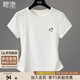 她池圓領(lǐng)T恤2025夏裝新款女裝修身簡(jiǎn)約抽褶收腰正肩短款上衣