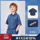 LEVI'S李維斯童裝兒童牛仔短袖襯衫夏季男童舒適短袖襯衣 圣得西藍(lán)
