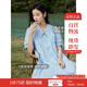 茵曼（INMAN）田園風(fēng)Polo領(lǐng)連衣裙女裝2025夏季新品泡泡袖裙子 淺水藍(lán)-新  XL
